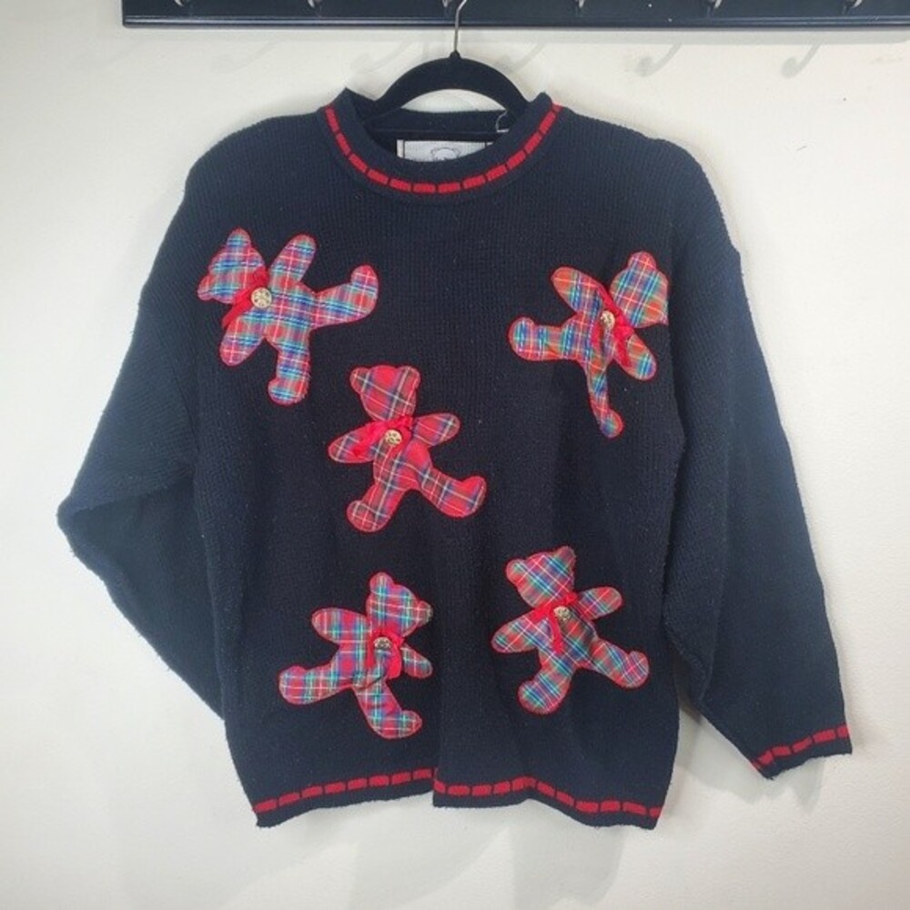 Bear With Us By Ted E Bear 1989 Christmas sweater size Large